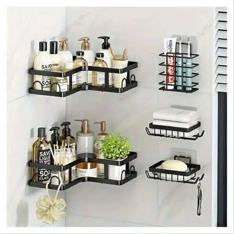 Set de 5 étagères de rangement pour salle de bain Acier inoxydable