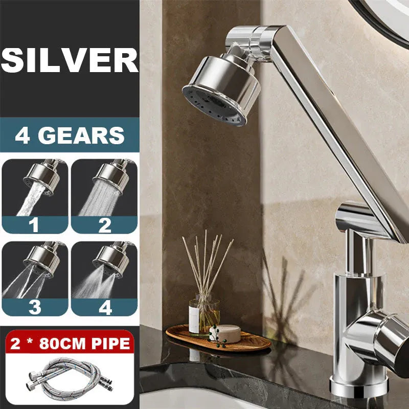 Robinet Lavabo 360° GRIS et INOX
