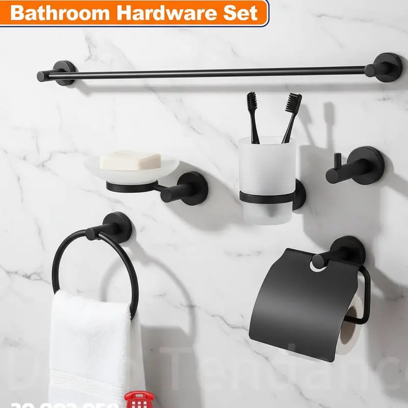 Pack Accessoires Salle de bain 6PCS Noir mat