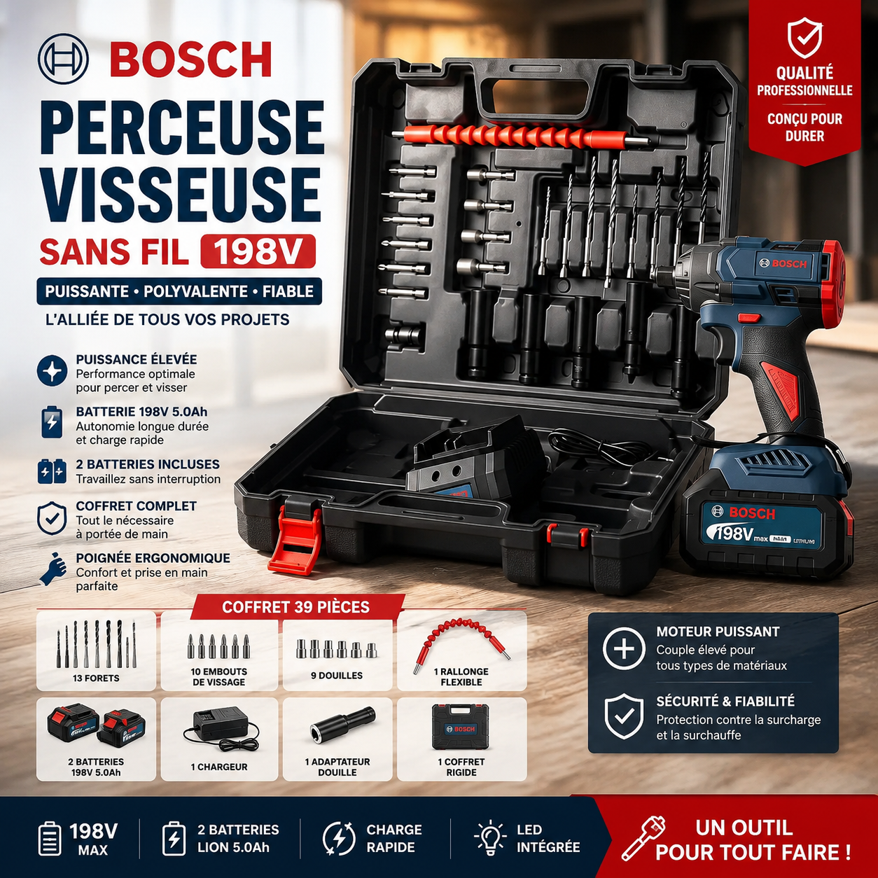 Cle A choc Makita Brushless 198v  Sans Fil
